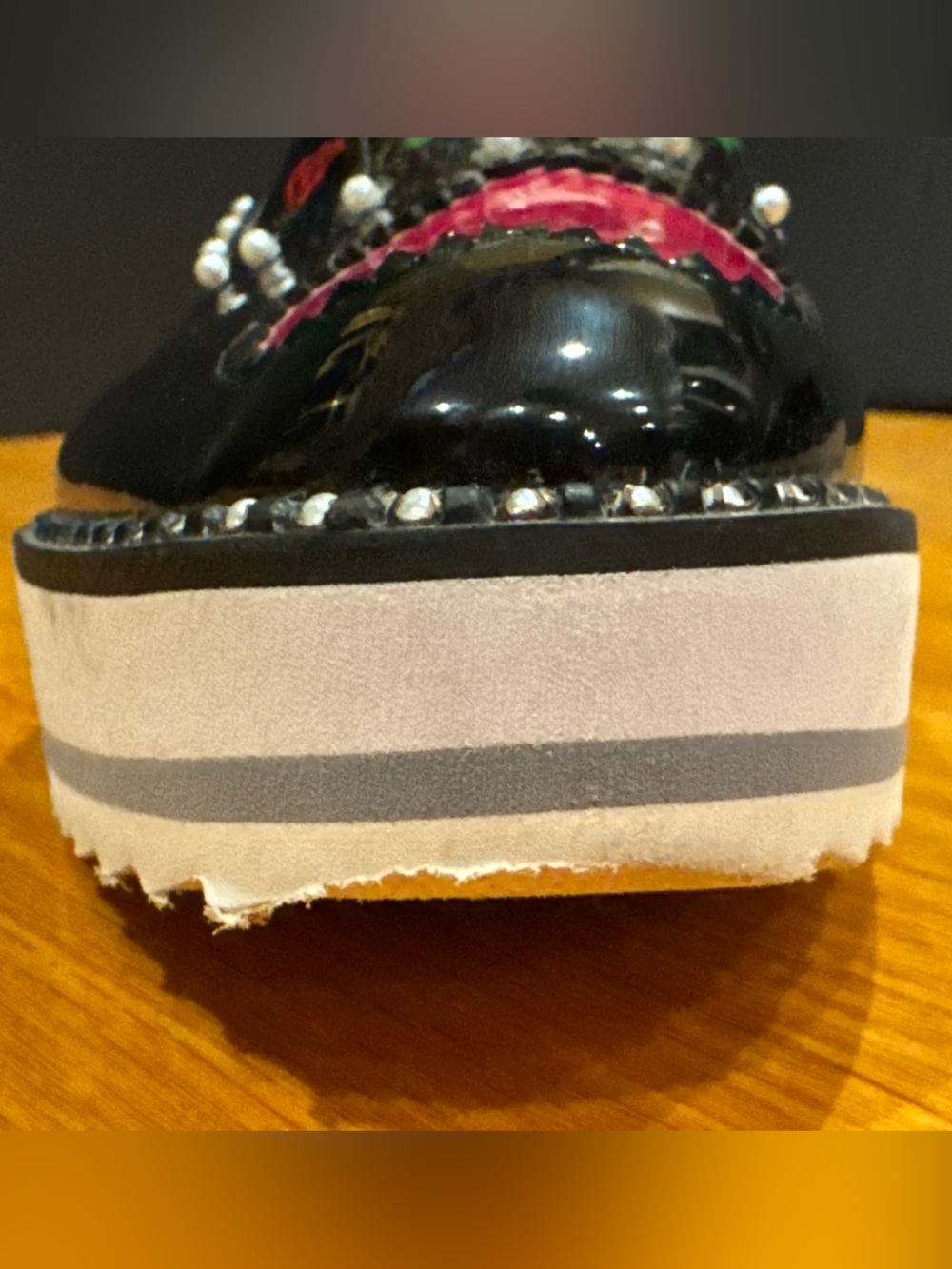 Betsey Johnson Marti Platform Oxford Shoes 8.5M Patent Leather Punk Pearls - Picture 14 of 16